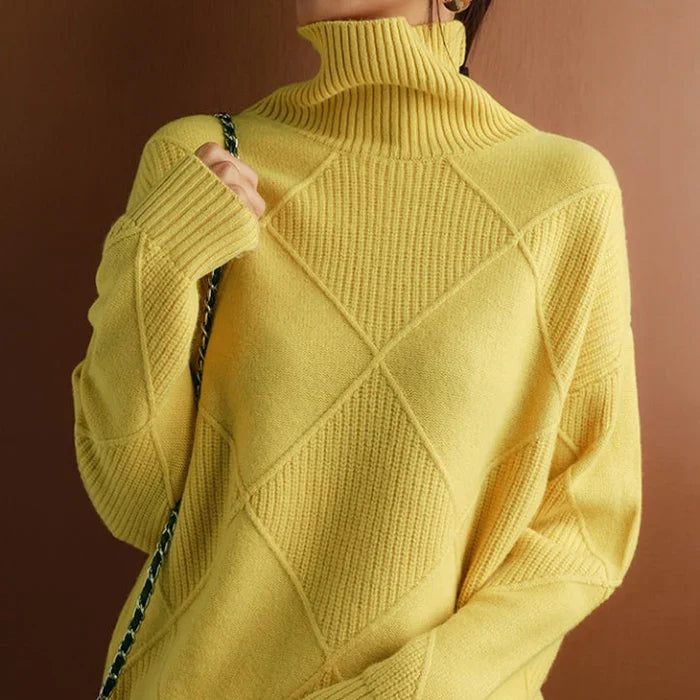 Drune | Europäischer Stil Hochkragen Diamant Pullover