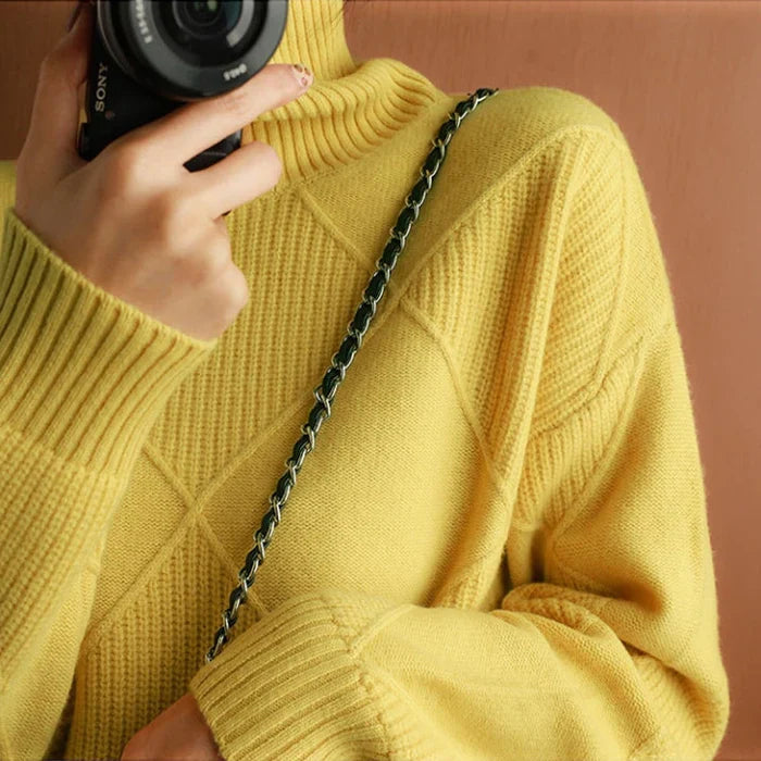 Drune | Europäischer Stil Hochkragen Diamant Pullover