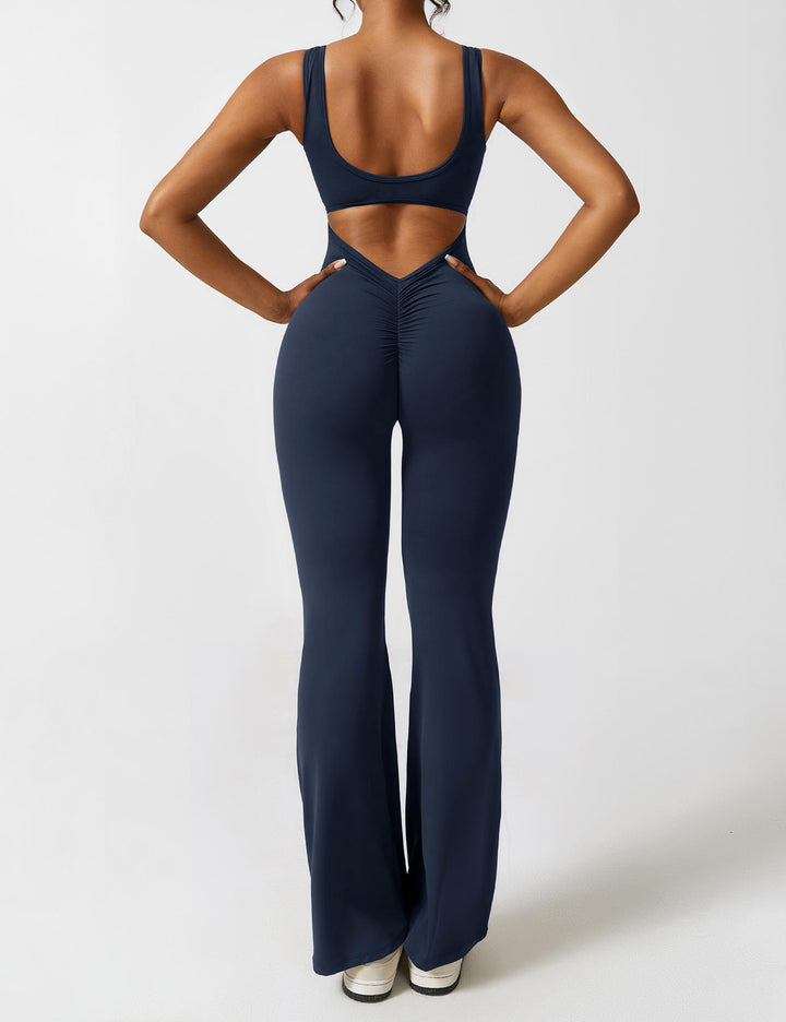 Drune | Hals Jumpsuit mit Ausgestellten Beinen | Elegantes und Figurbetontes Design