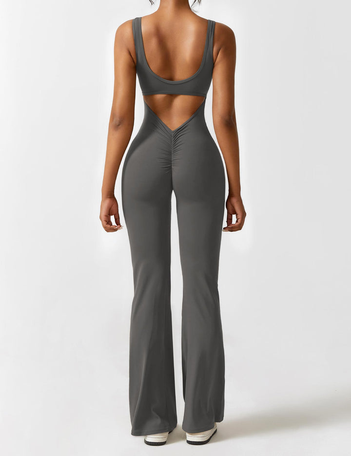 Drune | Hals Jumpsuit mit Ausgestellten Beinen | Elegantes und Figurbetontes Design