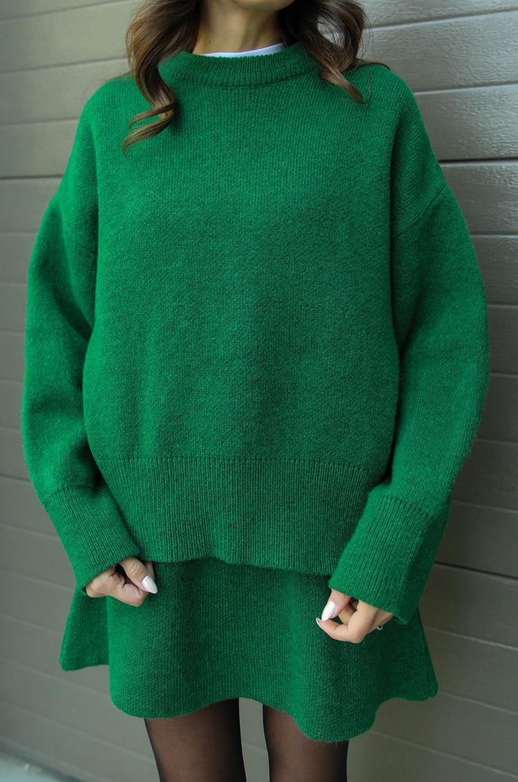 Drune | teilige Strickset - Damenpullover und Rock mit lässiger Passform