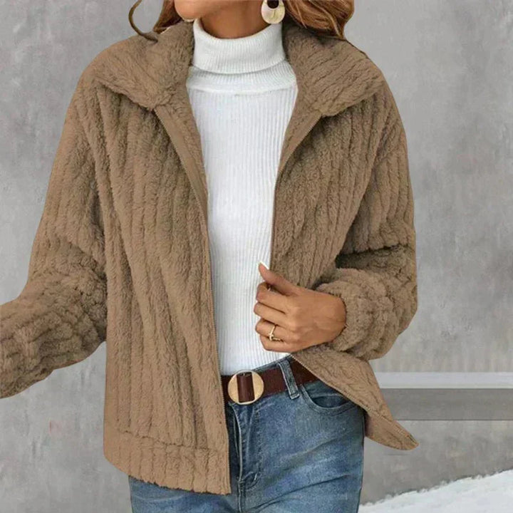 Drune | Lässige Plushjacke mit Reißverschluss Kunstfell Warm und Elegant