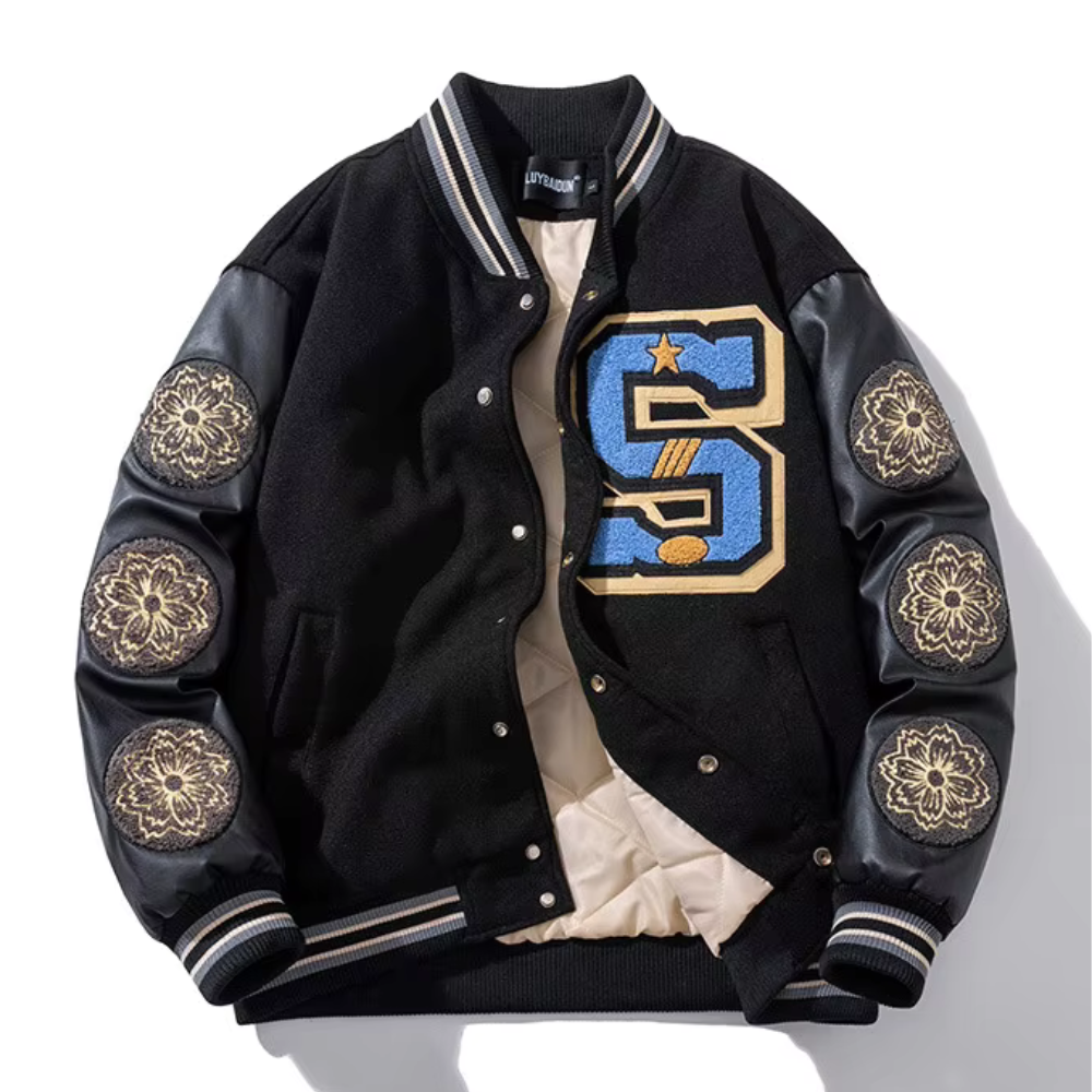 Drune | Bestickte Patchwork Bomberjacke
