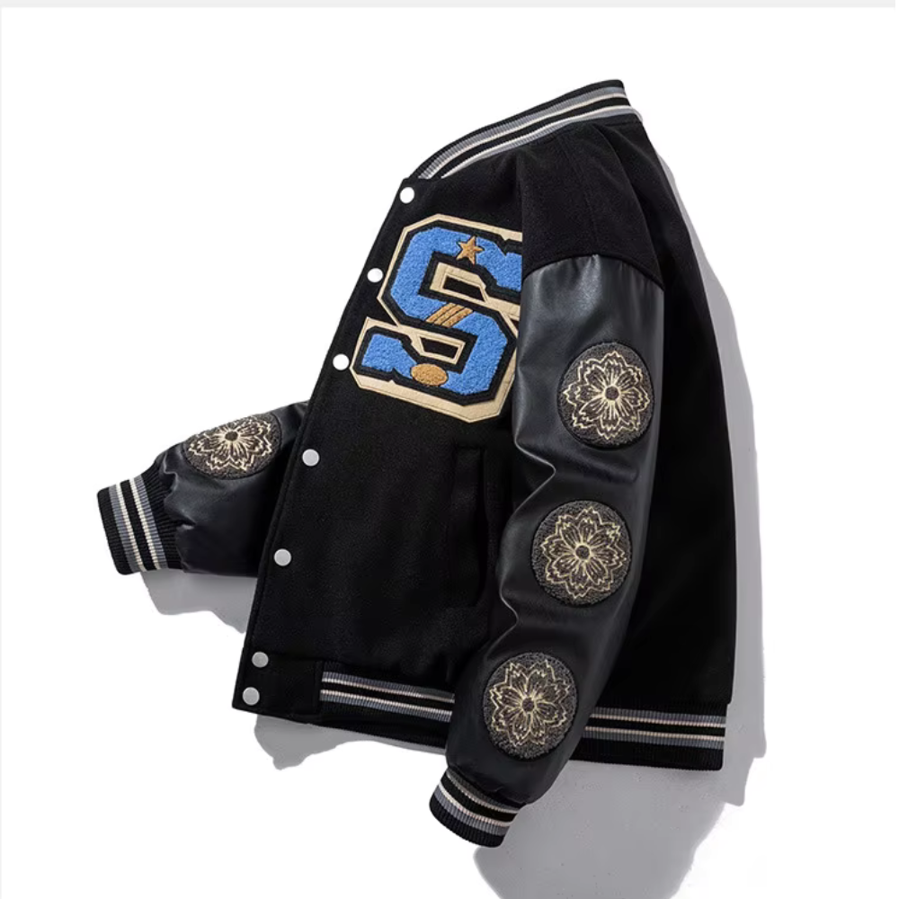 Drune | Bestickte Patchwork Bomberjacke