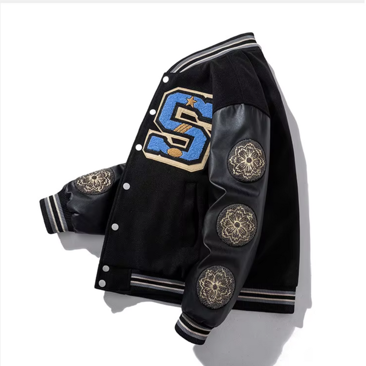 Drune | Bestickte Patchwork Bomberjacke