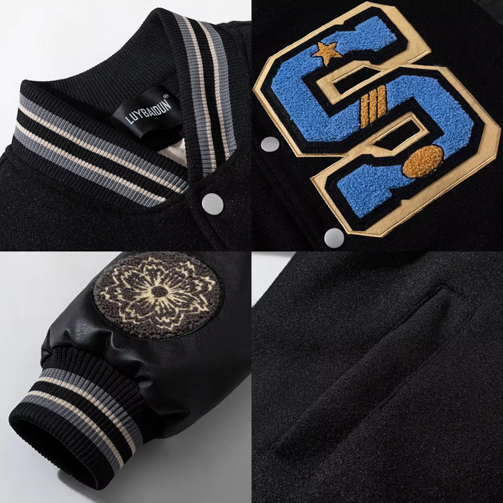 Drune | Bestickte Patchwork Bomberjacke