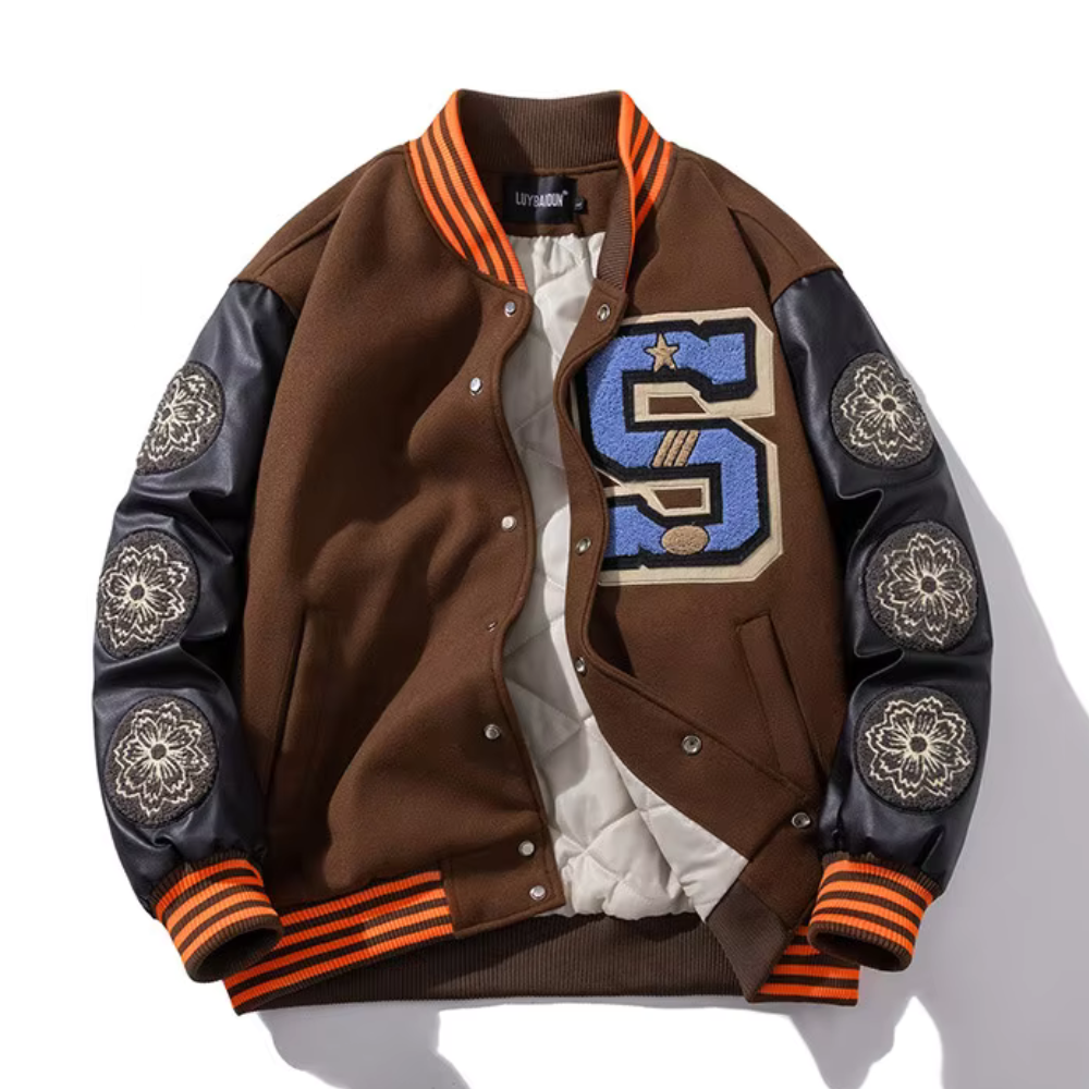 Drune | Bestickte Patchwork Bomberjacke