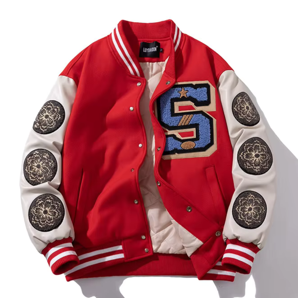 Drune | Bestickte Patchwork Bomberjacke