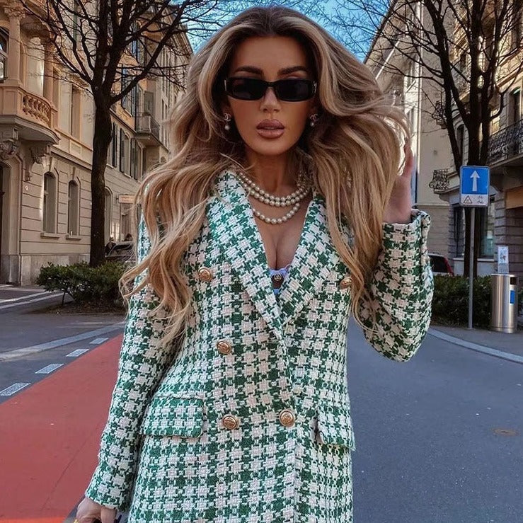 Drune | Mari & Olivia Karierter Tweed Blazer