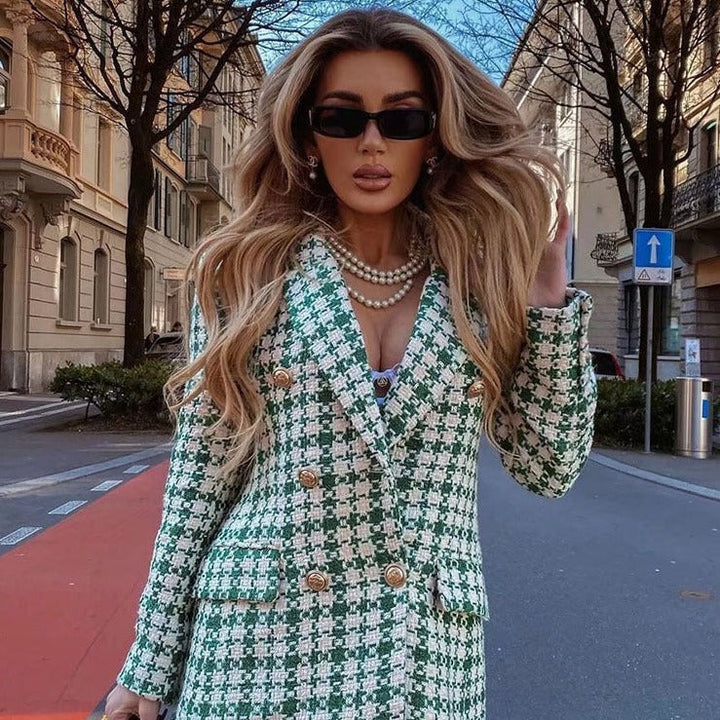 Drune | Mari & Olivia Karierter Tweed Blazer
