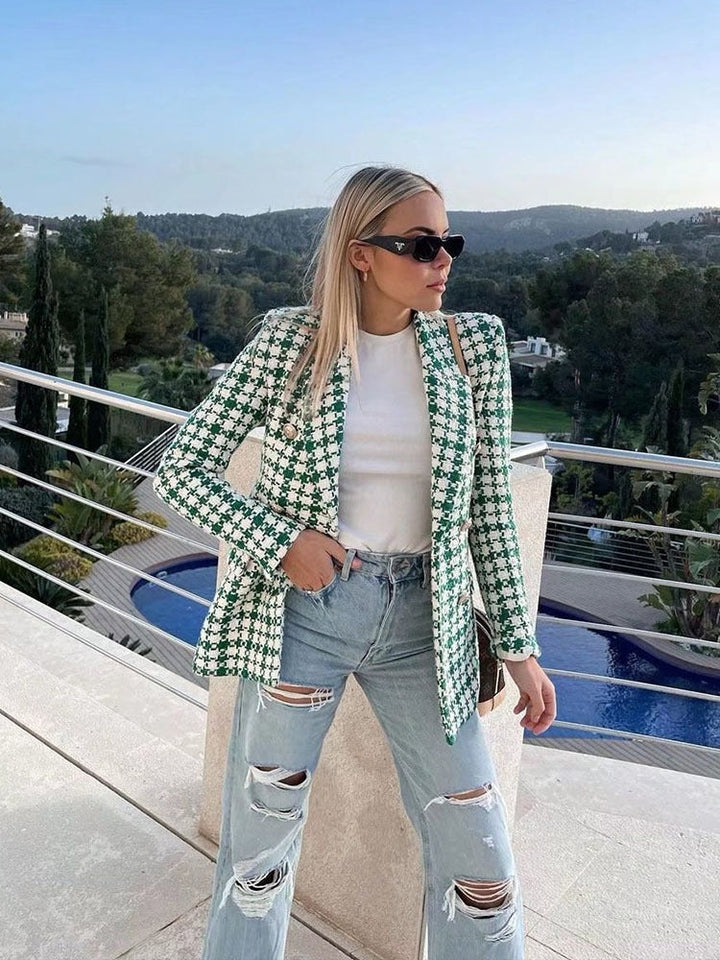Drune | Mari & Olivia Karierter Tweed Blazer