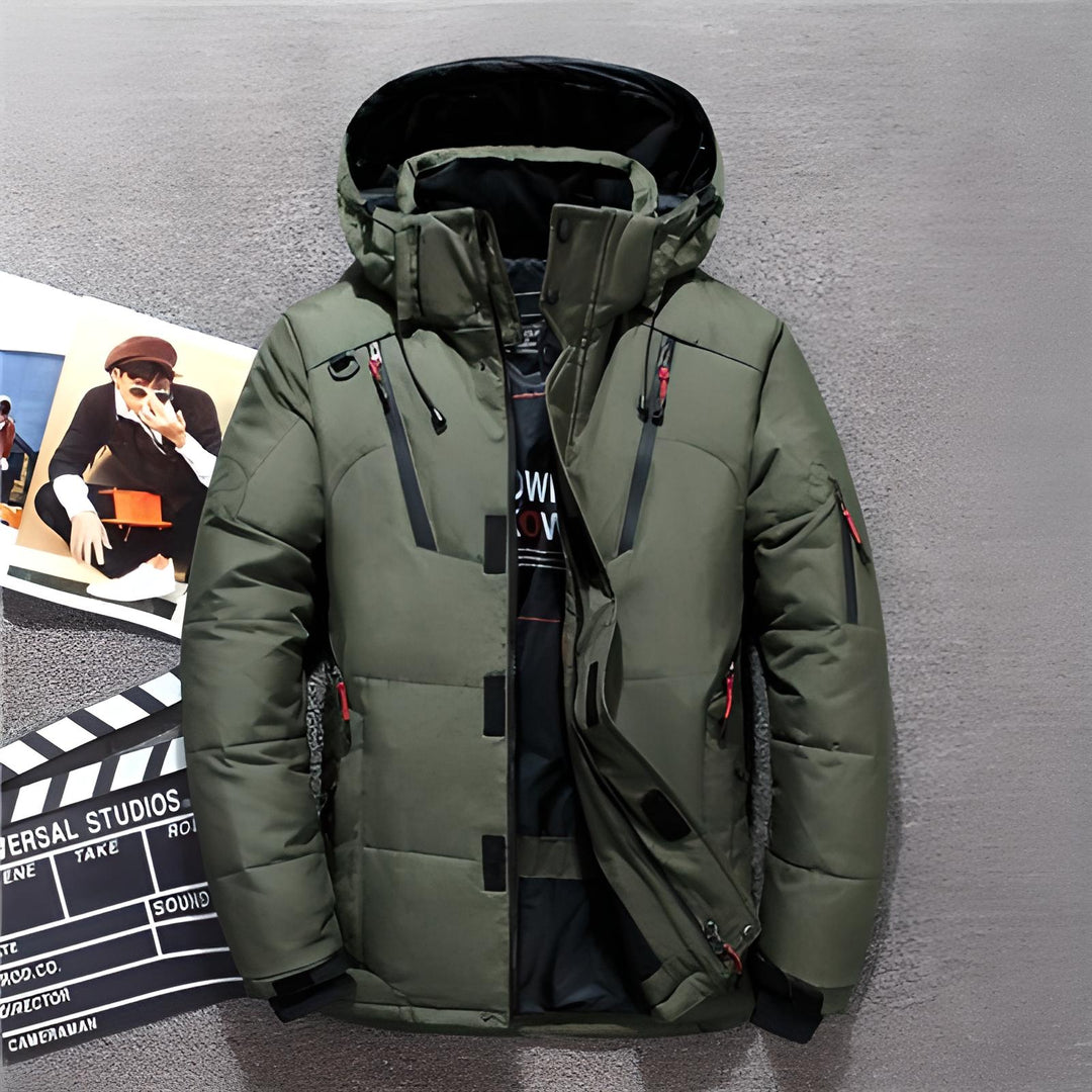 Drune | Daunenjacke Wasserabweisend Kapuze & Reißverschluss Taschen Warm & Gepolstert