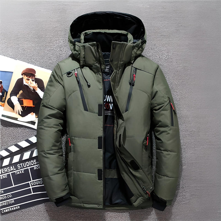Drune | Daunenjacke Wasserabweisend Kapuze & Reißverschluss Taschen Warm & Gepolstert