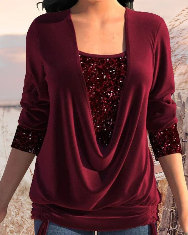 Drune - Langärmeliges Damen Shirt mit Pailletten