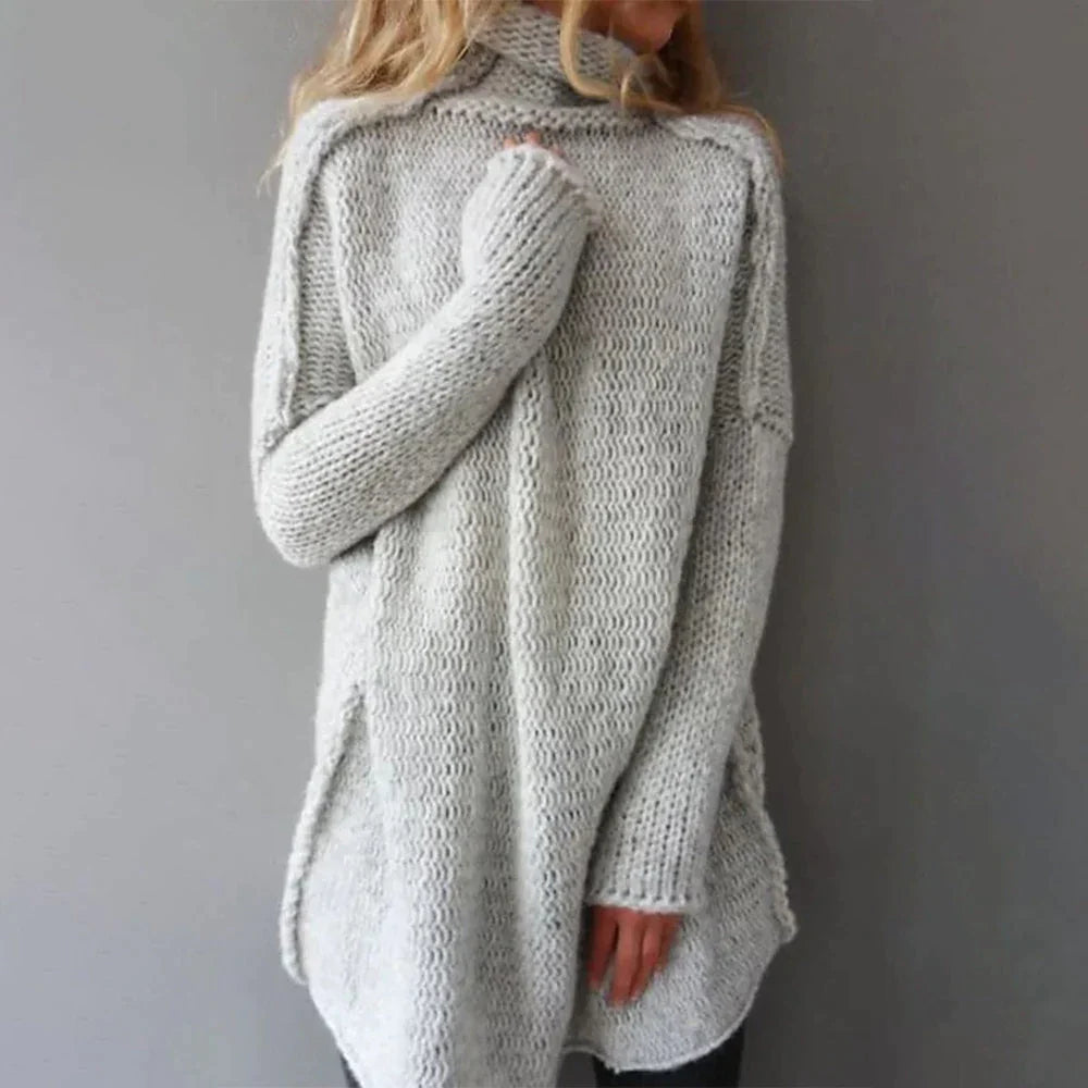 Drune - Grauer übergroßer Pullover mit Rollkragen