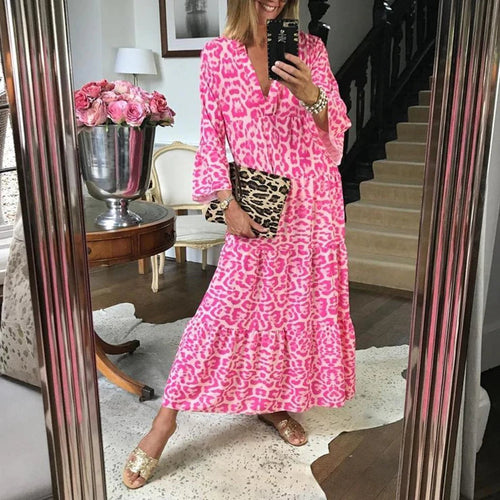 Drune Stilvolles Sommerkleid mit Leopardenmuster