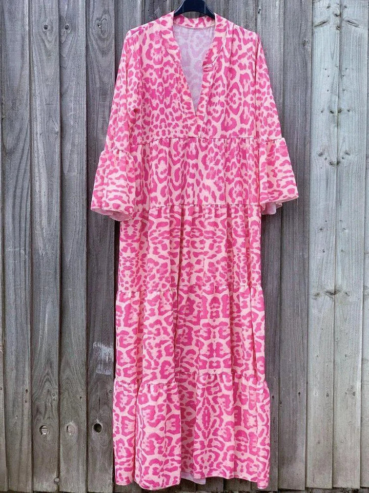 Drune Stilvolles Sommerkleid mit Leopardenmuster