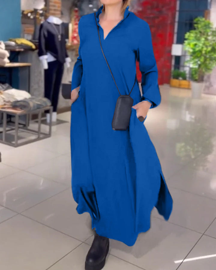 Drune langes Kleid mit Seitenschlitz