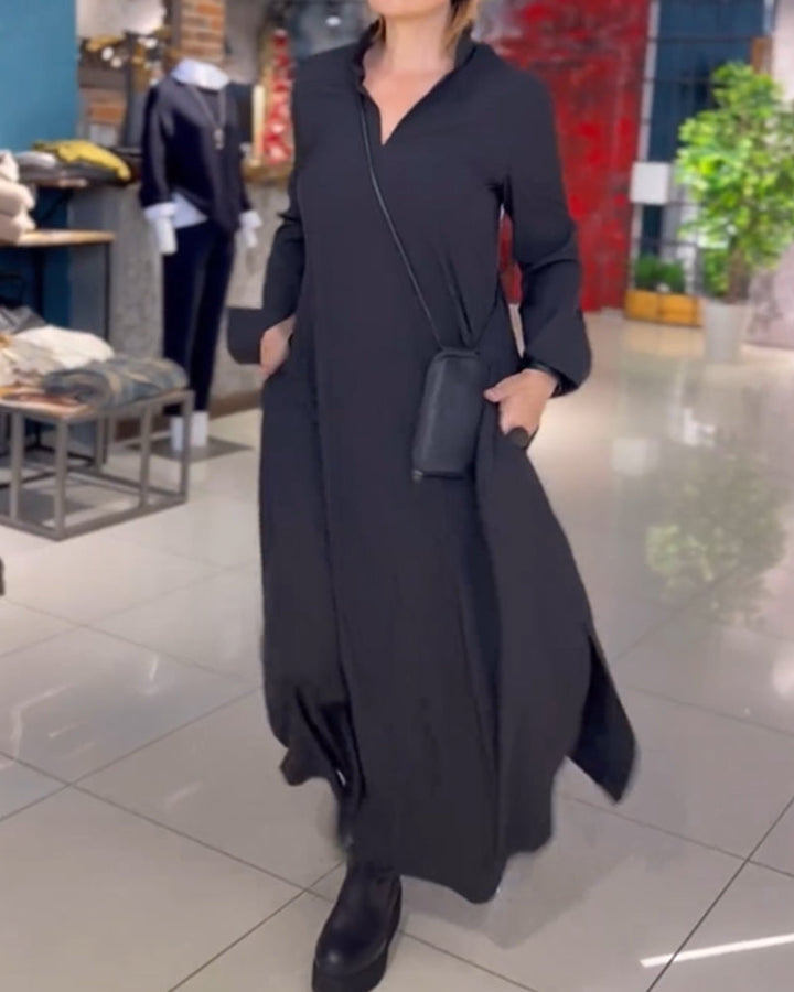 Drune langes Kleid mit Seitenschlitz