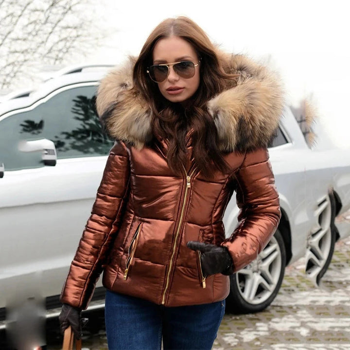 Drune - Paris -Stylische Jacke mit Kunstfellfutter, Kapuze und Kragen