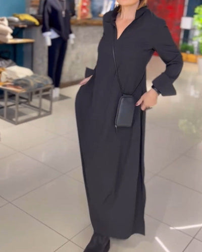 Drune langes Kleid mit Seitenschlitz