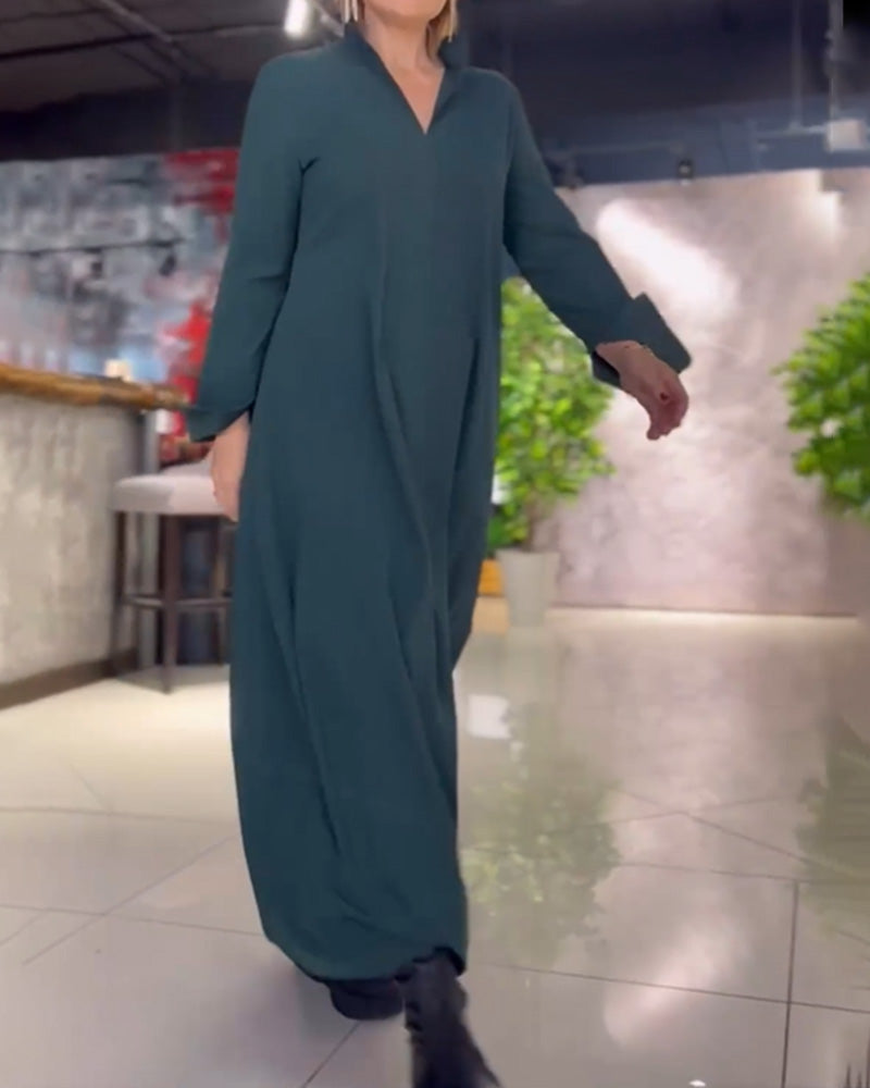 Drune langes Kleid mit Seitenschlitz