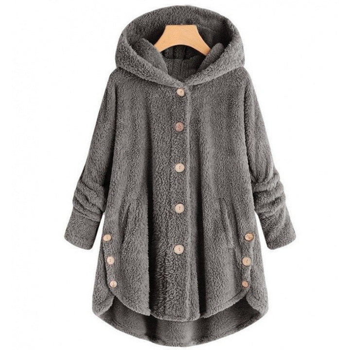 Drune Mantel mit Kapuze für Frauen aus warmer Wolle.