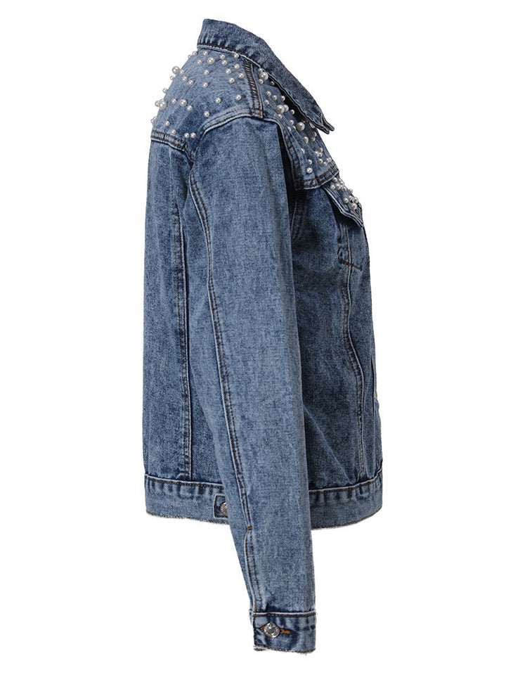 Drune Exklusive Lina Jeansjacke | Denim-Liebling mit stilvoller Perlenverzierung