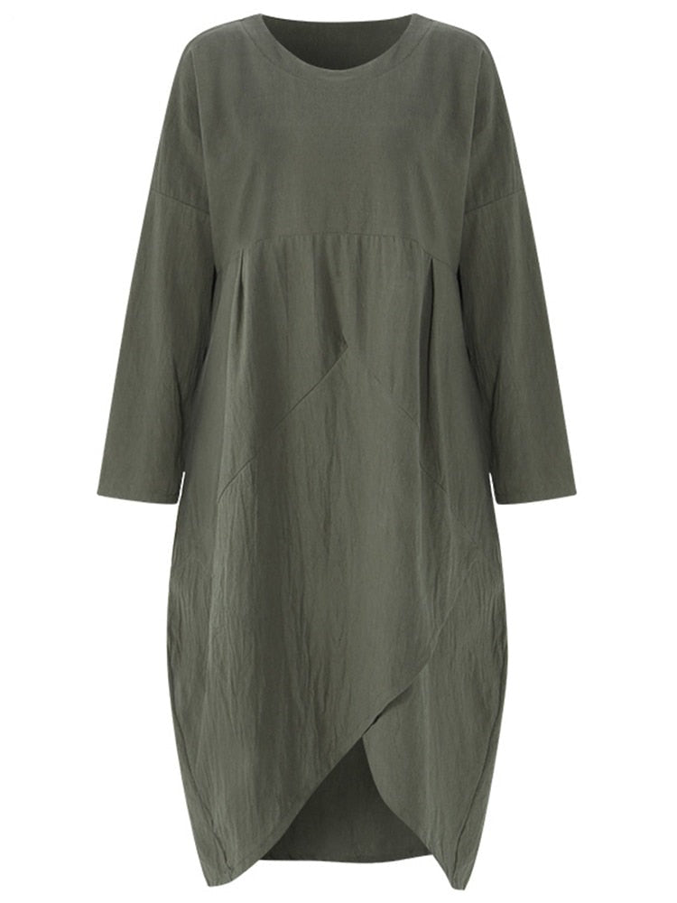 Drune Langärmeliges unregelmäßiges Midikleid
