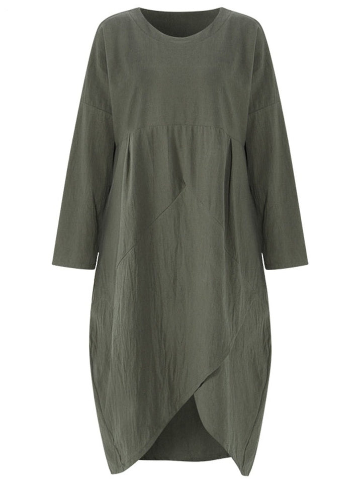 Drune Langärmeliges unregelmäßiges Midikleid