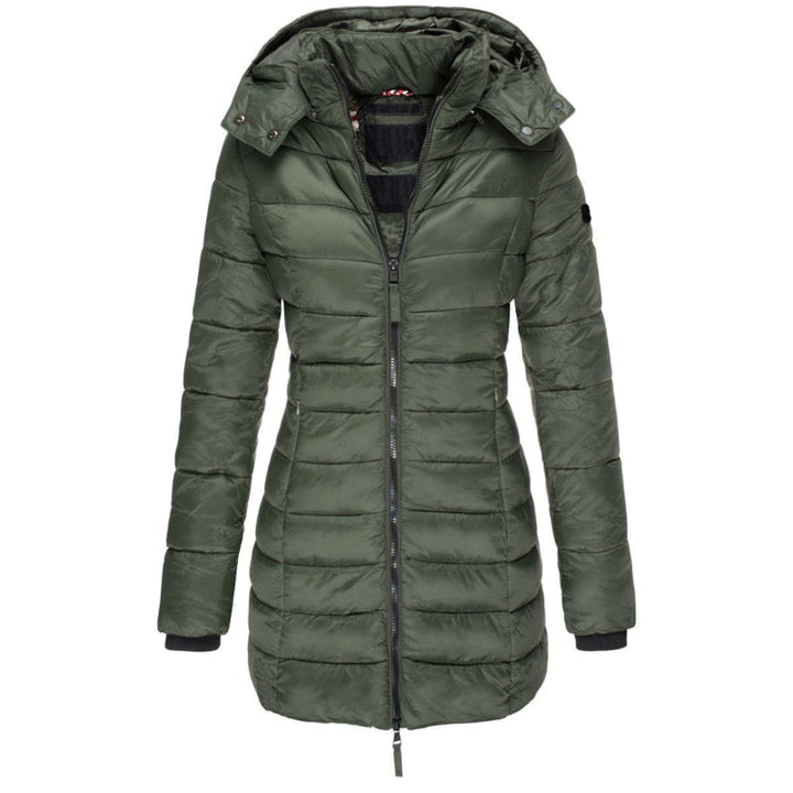 Drune Damen Parka Mantel | Lange Winterjacke mit Kapuze und Daunenfüllung