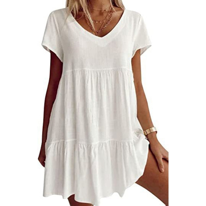 Drune kurzärmeliges gewebtes Kleid