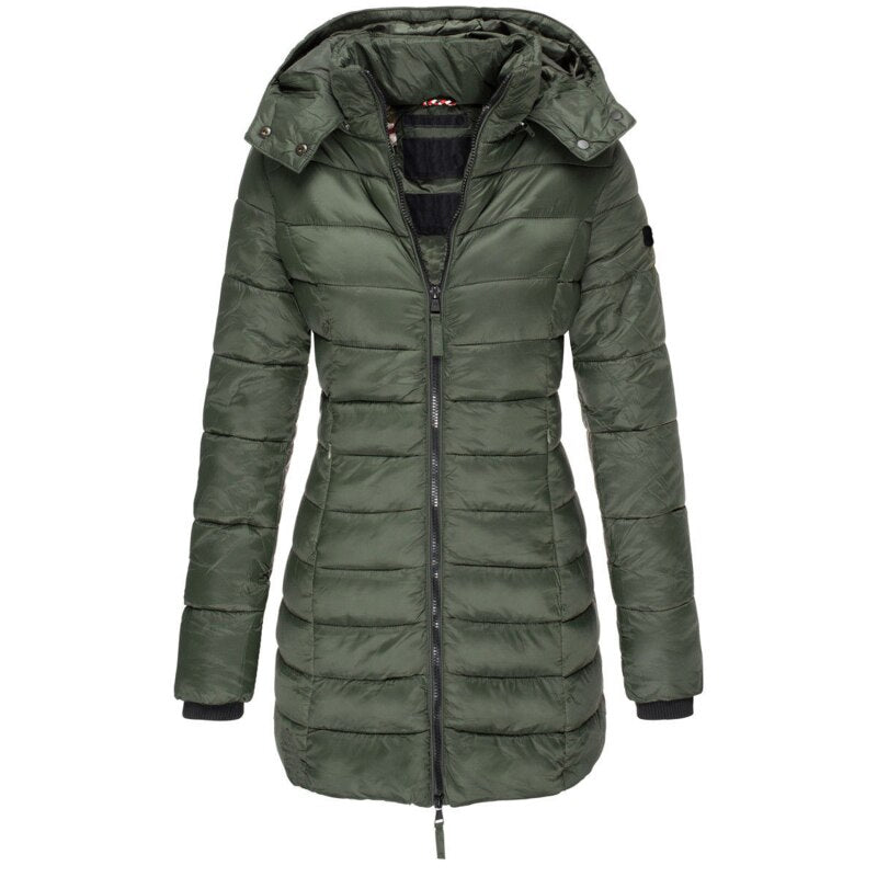 Grün daunenjacke mit kapuze und reißverschluss