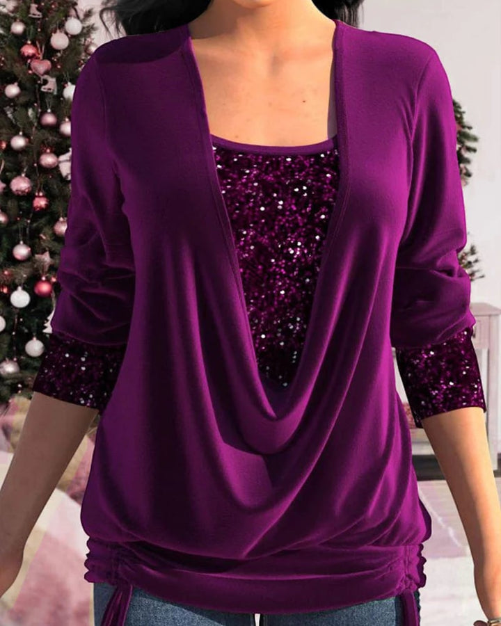 Drune - Langärmeliges Damen Shirt mit Pailletten