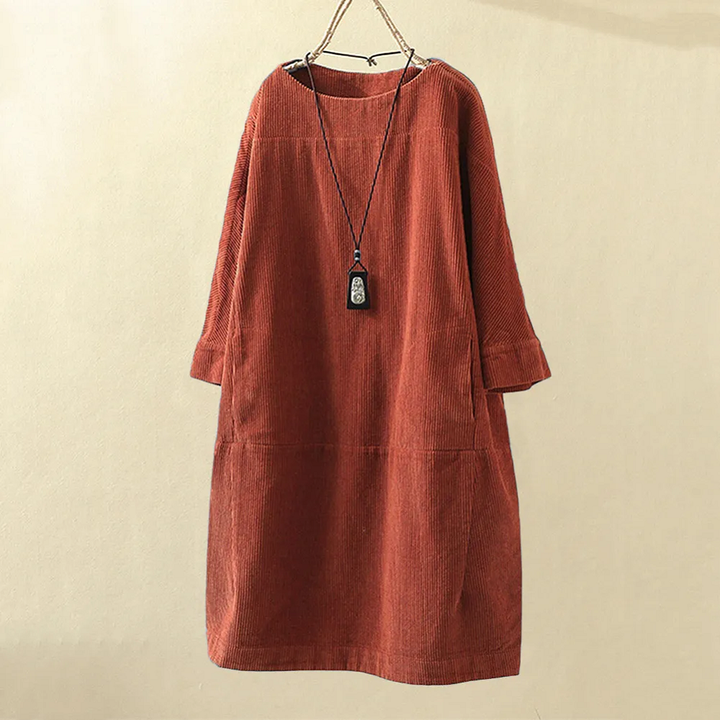 Drune LUNA - Vintage Herbst Kord Midikleid