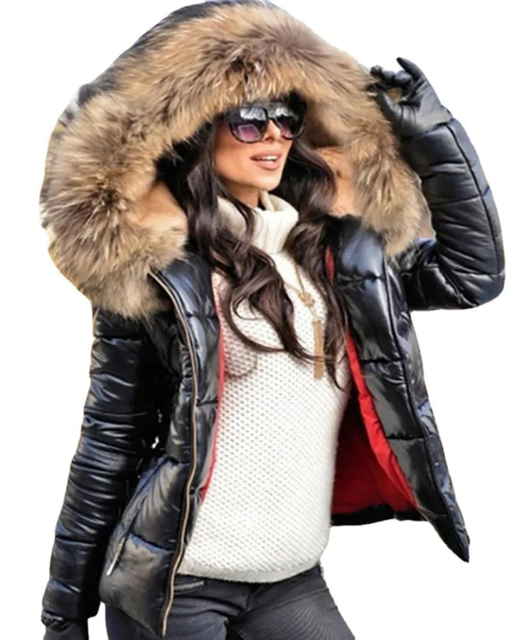 Drune - Paris -Stylische Jacke mit Kunstfellfutter, Kapuze und Kragen