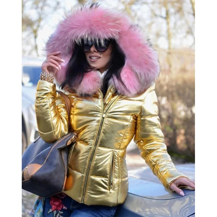 Drune - Paris -Stylische Jacke mit Kunstfellfutter, Kapuze und Kragen