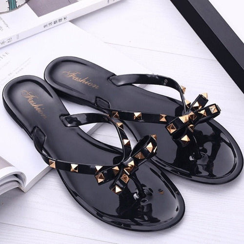 Drune Nieten-Schleifenknoten Flip-Flops Sandalen